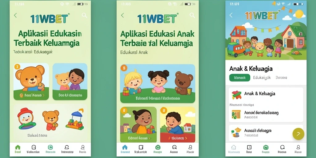 Antarmuka menarik dan edukatif dari aplikasi 11WBET untuk anak-anak.
