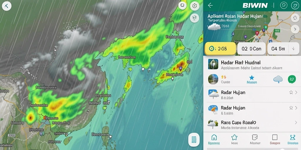 Antarmuka pengguna BIWIN yang menampilkan peta radar hujan secara jelas.