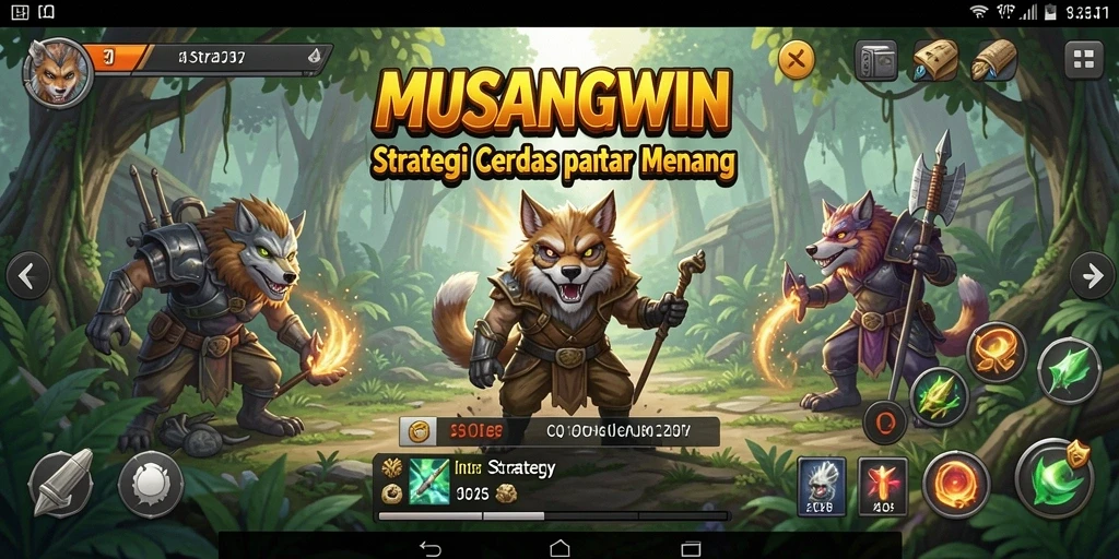 Antarmuka MUSANGWIN yang menarik dengan elemen strategi yang kuat.
