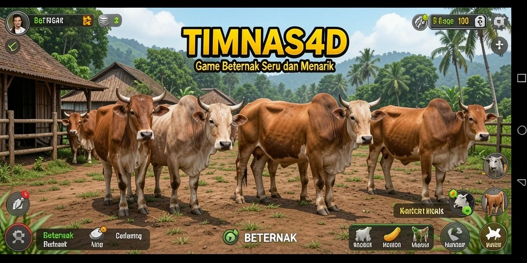 Tampilan antarmuka gamifikasi Beternak yang menarik dan interaktif.