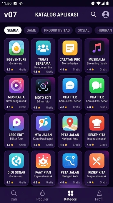 v07 – Indeks Terlengkap Aplikasi Populer & Kanal Uji